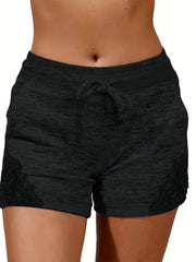 Lace Contrast Summer Loose Shorts Casual Pockets Beach Shorts