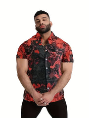 Men's Camp Collar Bowling Shirt Short Sleeves