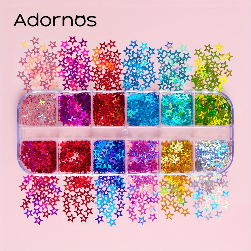 Y2K Holographic Hollow Star Glitter Sequins Flakes For Epoxy Resin Mold Fillers