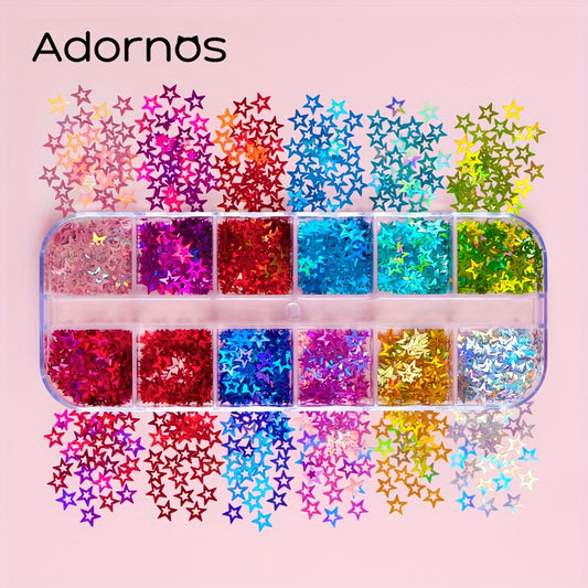 Y2K Holographic Hollow Star Glitter Sequins Flakes For Epoxy Resin Mold Fillers