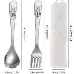 Kids Stainless Steel Fork, Spoon & Dessert Fork Set