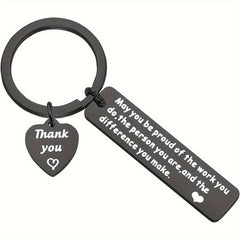 2pcs Heart Pendant Engraved Metal Keychain Graduation