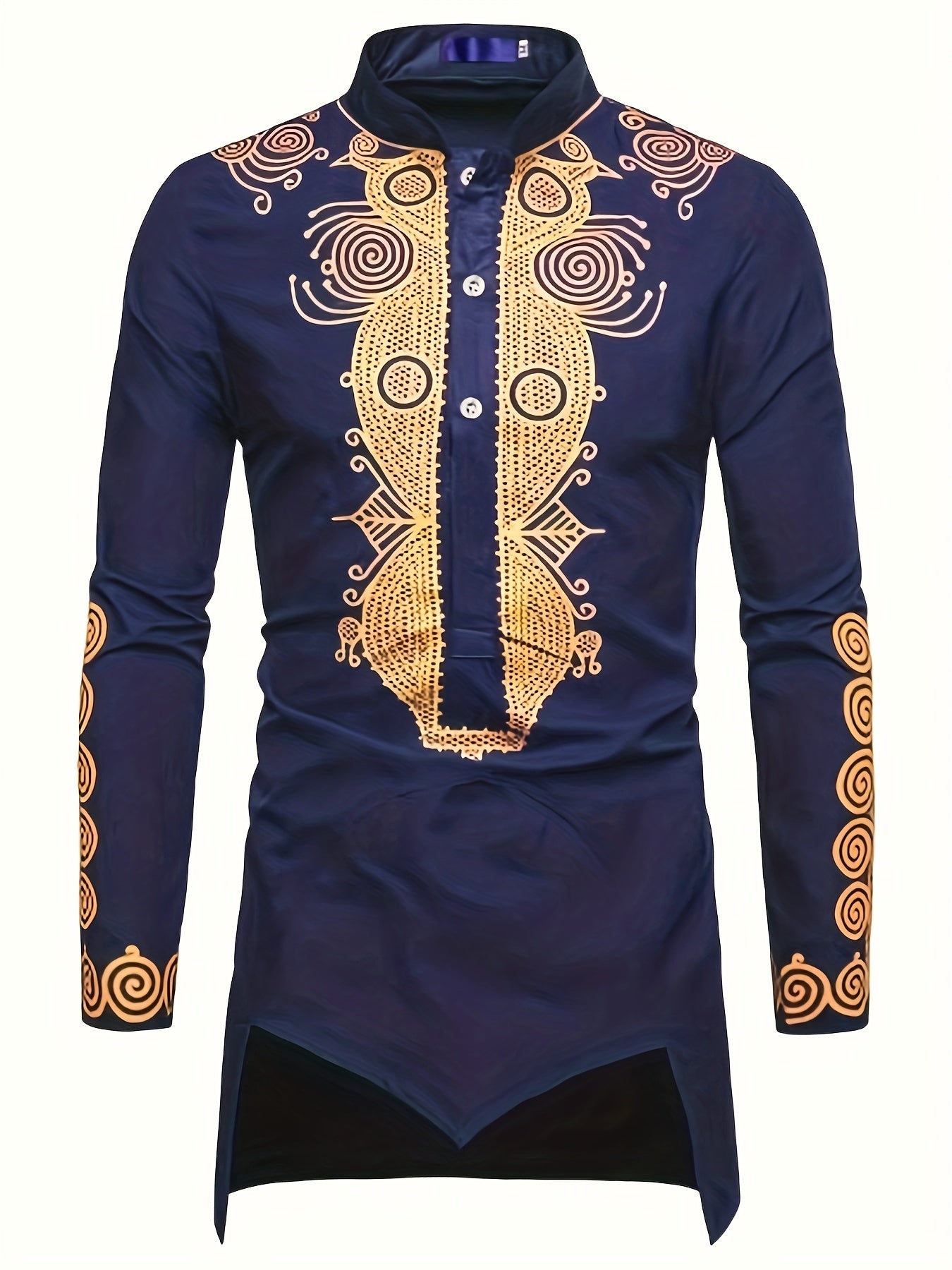 Men's African Traditional Long Sleeve Print Dashiki