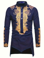 Men's African Traditional Long Sleeve Print Dashiki
