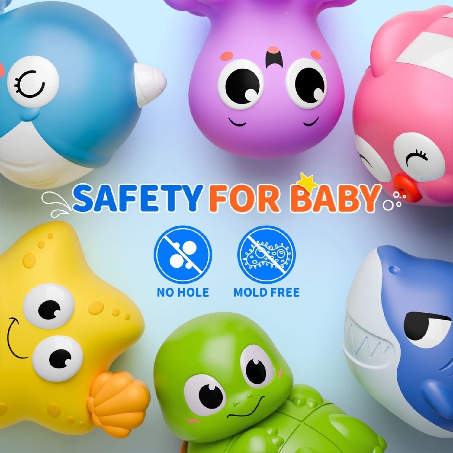 10pcs Light Up Sea Animals Bath Toys Set Glitter Colorful Bathtub Floating Toys