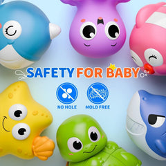 10pcs Light Up Sea Animals Bath Toys Set Glitter Colorful Bathtub Floating Toys