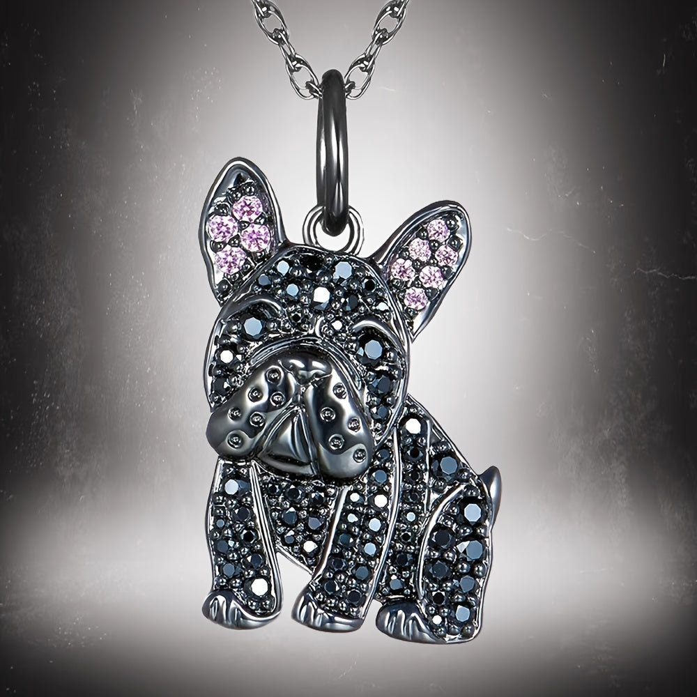 French Bulldog Rhinestone Pendant Necklace Pet Dog Jewelry
