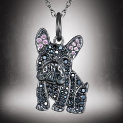French Bulldog Rhinestone Pendant Necklace Pet Dog Jewelry