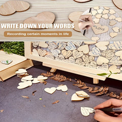 Rustic Wedding Guest Book with 100 Wood Hearts