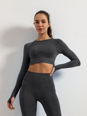 Seamless Yoga Long Sleeves Shirts Crop Top