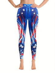 Flag Print Skinny Leggings High Waist Stretchy Leggings