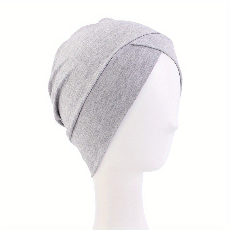 Forehead Cross Turban Cap Inner Solid Head Wrap Bandana