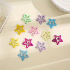 12pcs Cartoon Star Hair Clips for Girls & Kids