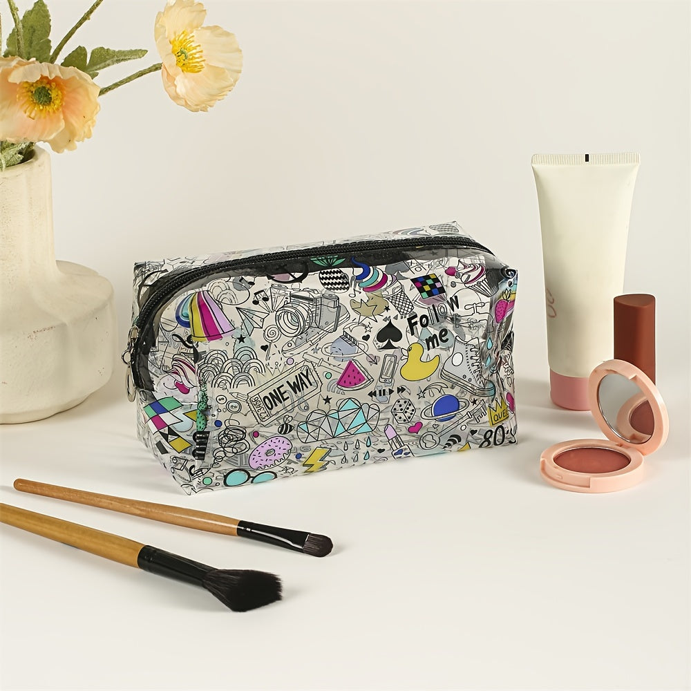 Cartoon Pattern PVC Makeup Bag Toiletry Bag Adorable Roomy Cosmetic Purse