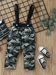 Toddler Boys Camo Graphic Suspenders Pants Kids Summer Clothing
