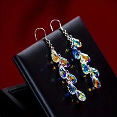 Colorful CZ Water Drop Hook Earrings For Girls