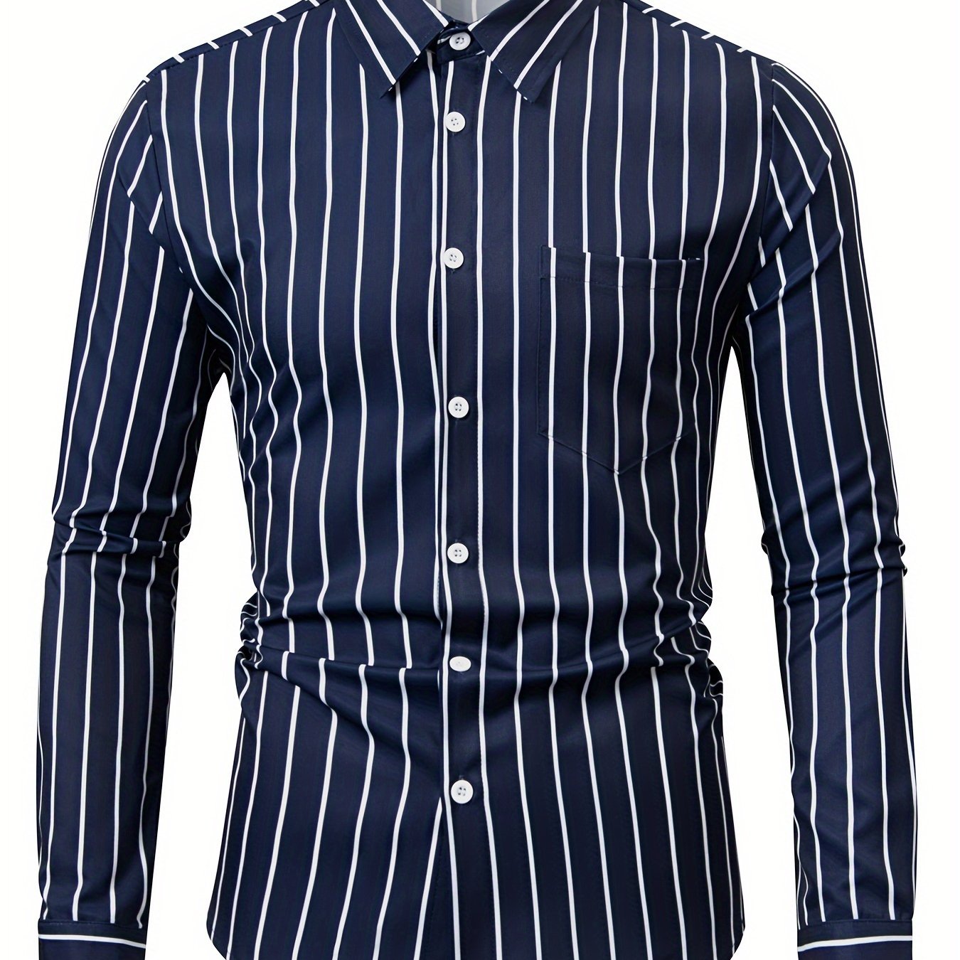 Stripe Pattern Men's Long Sleeve Shirt For Summer Autumn