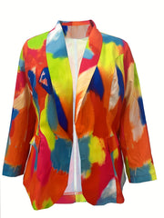 Graffiti Print Open Front Blazer