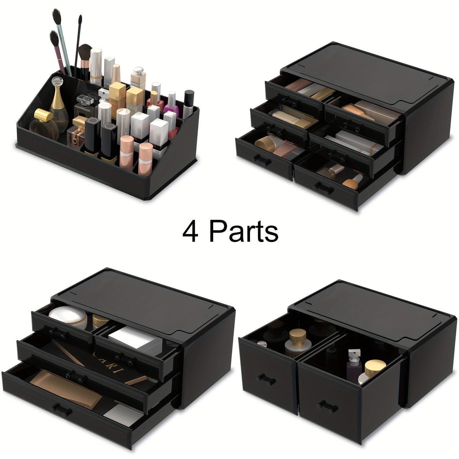 4 Layer Makeup Organizer with 12 Drawers Stackable Cosmetic Storage