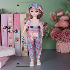 11-Inch Doll with Removable Clothes, Dollhouse Bedroom Window Decor Toy