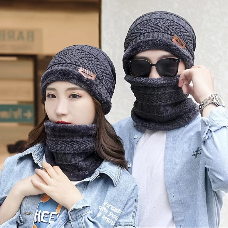 2pcs Men's Winter Fleece Knitted Hats