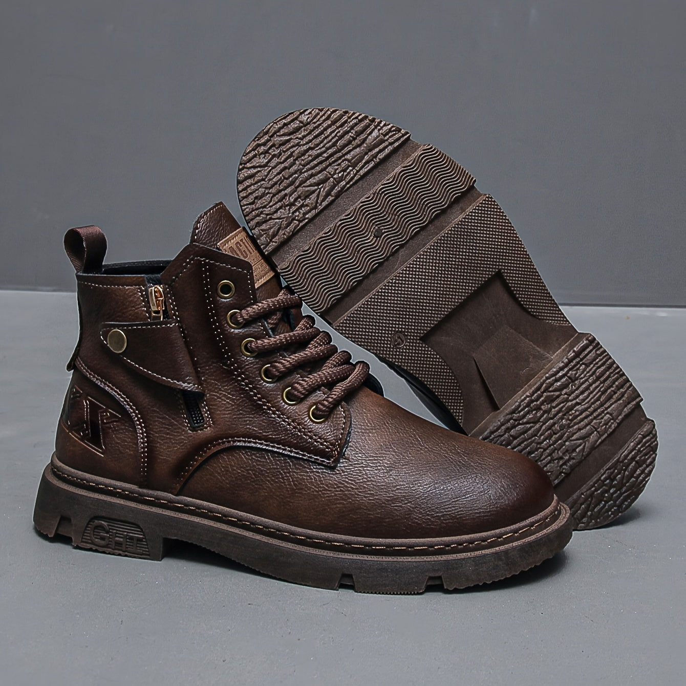 Men's Retro Ankle Boots PU Leather Lace-up Outdoor Trekking