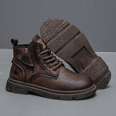 Men's Retro Ankle Boots PU Leather Lace-up Outdoor Trekking