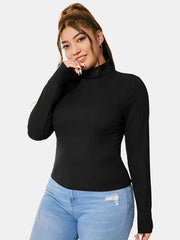 Solid Long Sleeve High Neck Top