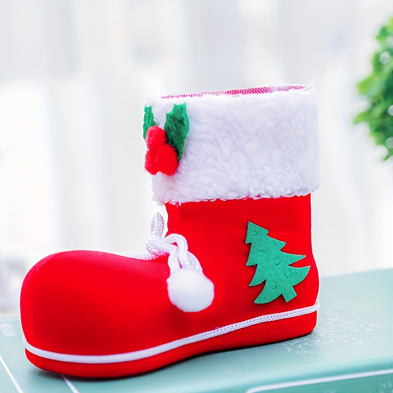 Christmas Plush Boots Candy Bag Socks Kids Gift