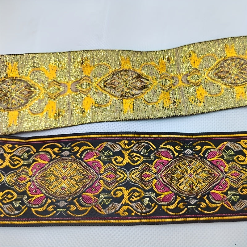 Jacquard Trim Lace Ribbon Floral Embroidery Woven Trimming DIY Craft 2 Yards