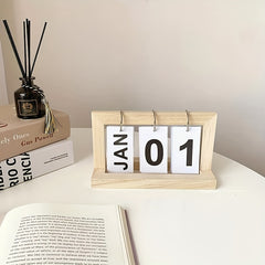 Creative Wooden Page Turning Calendar Home Desktop Ornament