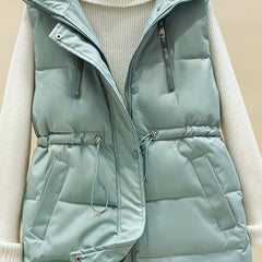 Sleeveless Warm Vest Zip Up Casual Solid