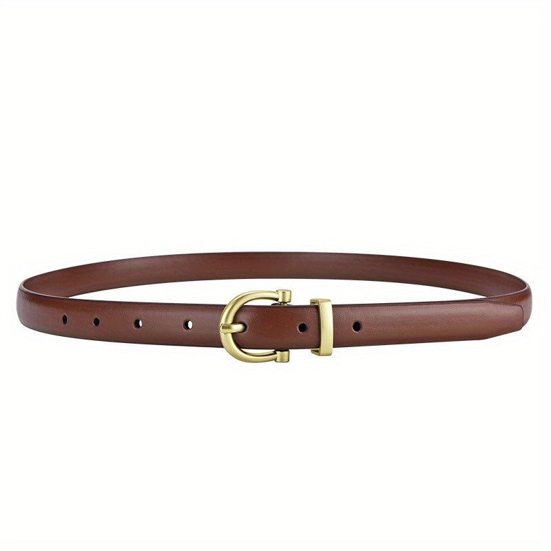 Oval Buckle Thin Belt Women's PU Leather Casual Jeans Pants Belt