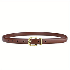 Oval Buckle Thin Belt Women's PU Leather Casual Jeans Pants Belt