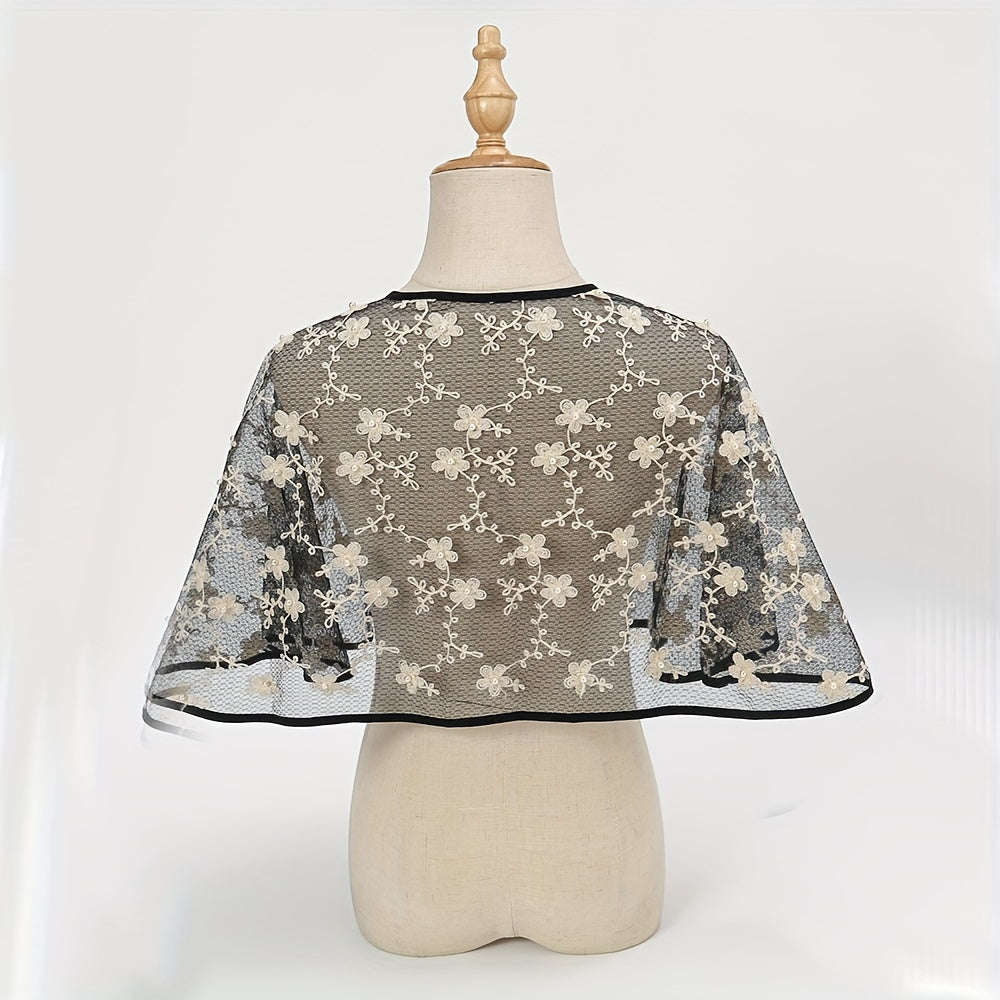 Flower Embroidery Hollow Shawl Thin Cape Dress Shawl Women Top