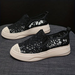Women's Lace Mesh Loafers Slip On Outdoor Shoes Comfortable Walking Shoes