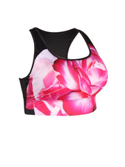 Floral Print Plus Size Racer Back Sports Bra for Women