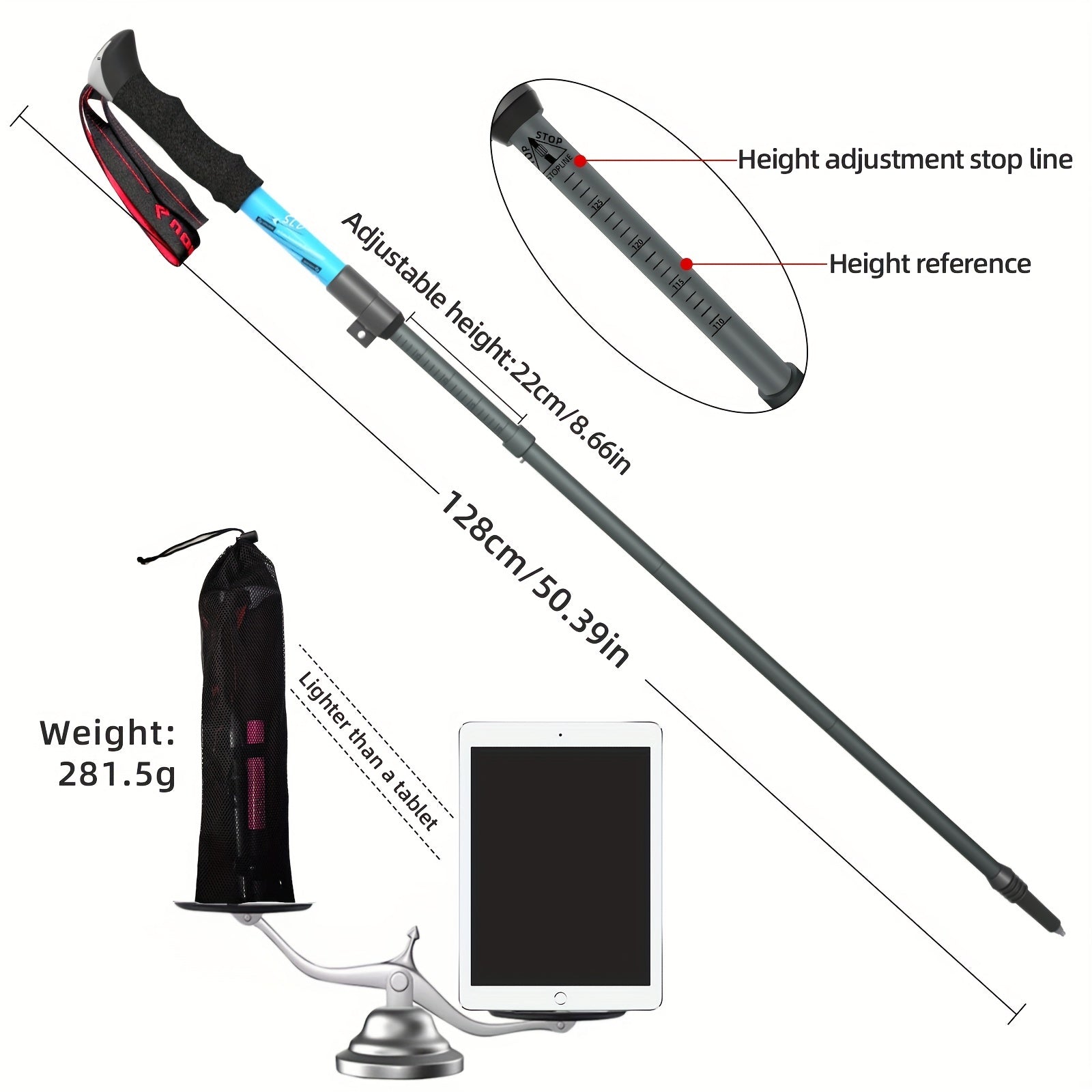 Portable Aluminum Hiking Pole with Enhanced Stability