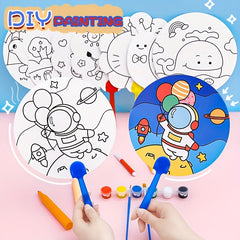 Cartoon Paper Fan Diy Painting Blank Hand painted Fan Graffiti Round Fan