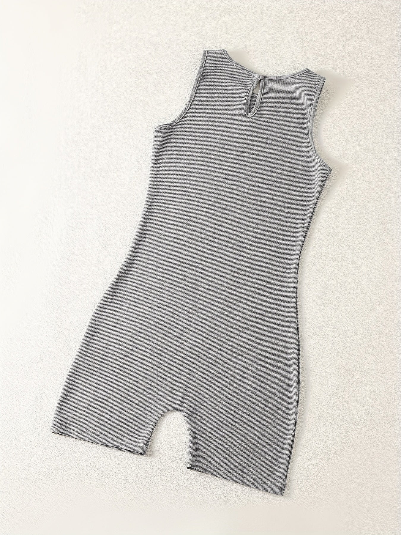 Solid Crew Neck Romper Sleeveless Jumpsuit Casual