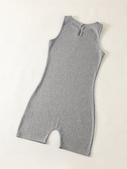 Solid Crew Neck Romper Sleeveless Jumpsuit Casual