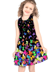 Kids Girls' Butterfly A Line Casual Dress Above Knee Length