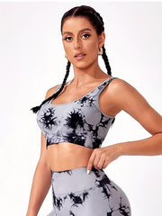 Sports Bra Women's Plus Tie Dye Shockproof Yoga Running Bra
