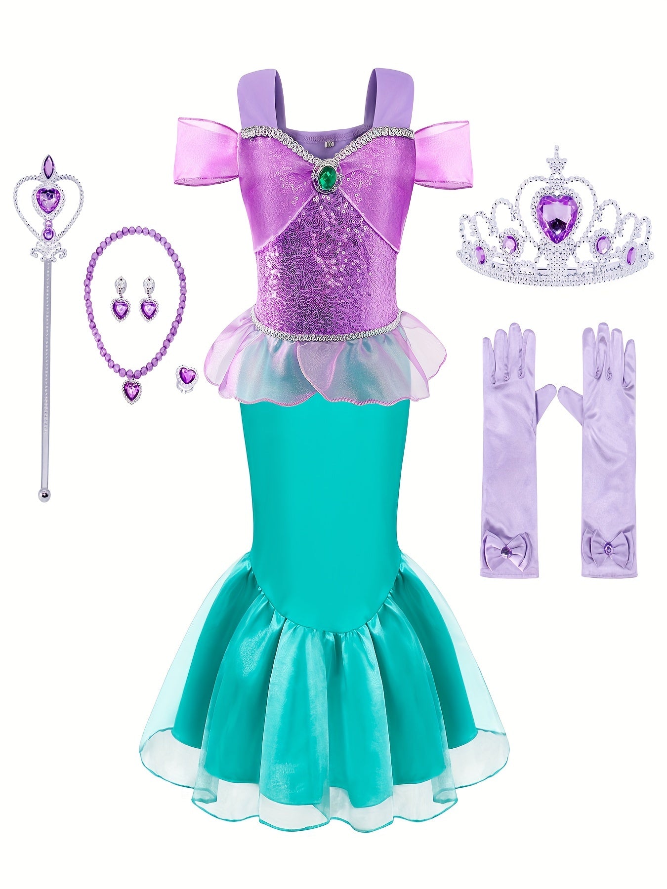 Girls Mermaid Princess Dress Costume Dress Up Party Outfit