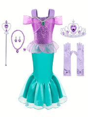 Girls Mermaid Princess Dress Costume Dress Up Party Outfit