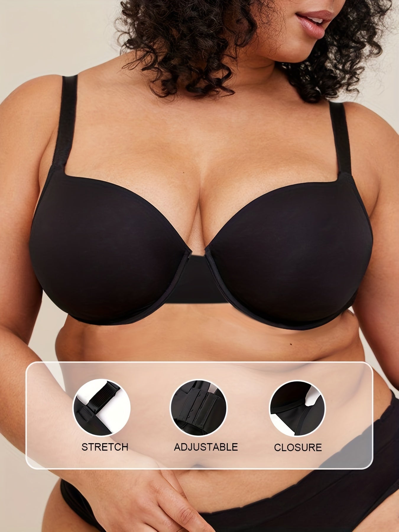 Women's Seamless Molded Cup Plus Size Underwire T Shirt Bra