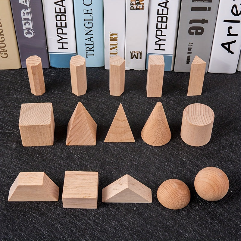 3D Geometry Building Blocks Shape Wooden Toy