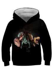 Scary Dinosaur Print Kid's Hoodie Unisex Pullover Causal Hooded Top