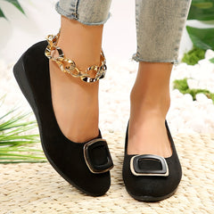 Women's Slip On Wedge Shoes with Buckle Decor