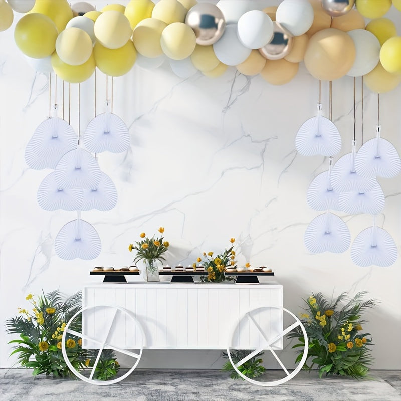 6pcs Party Paper Fan Set for Pure Decoration